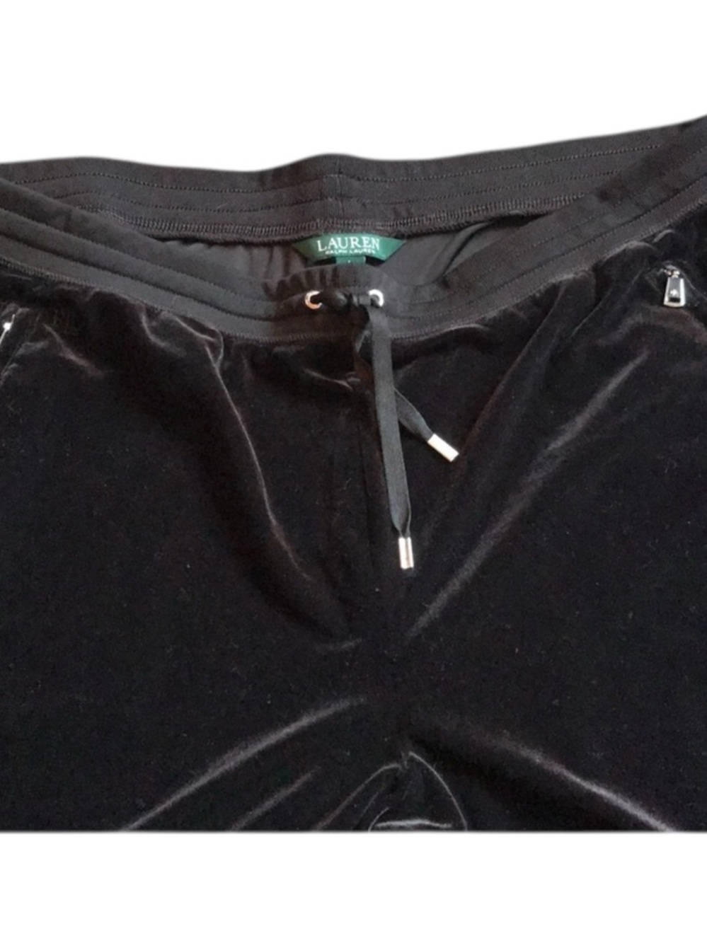 Lauren Ralph Lauren Velour Lounge Set Black XL Top L Pants Soft Stretch - Picture 7 of 13